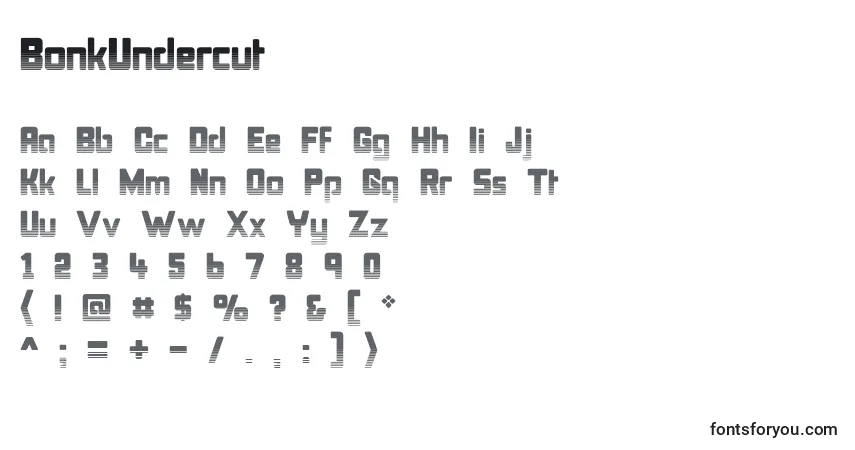 Czcionka BonkUndercut – alfabet, cyfry, specjalne znaki