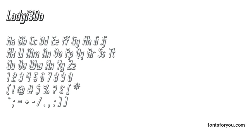 A fonte Ladyi3Do – alfabeto, números, caracteres especiais