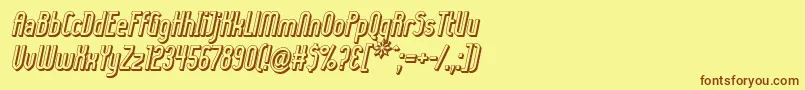 フォントLadyi3Do – 茶色の文字が黄色の背景にあります。