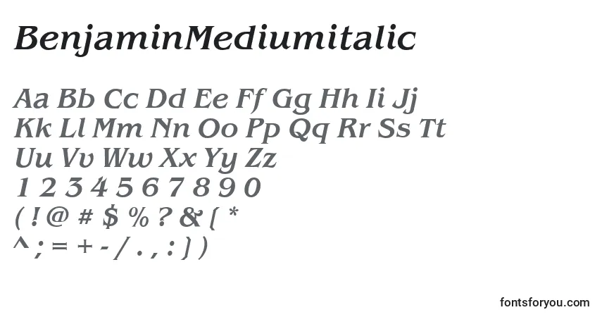 BenjaminMediumitalicフォント–アルファベット、数字、特殊文字