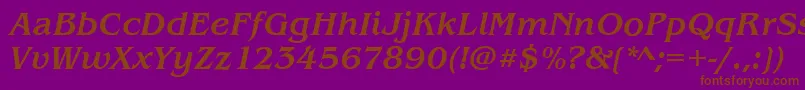 Fonte BenjaminMediumitalic – fontes marrons em um fundo roxo