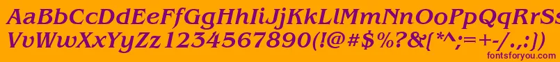 BenjaminMediumitalic Font – Purple Fonts on Orange Background