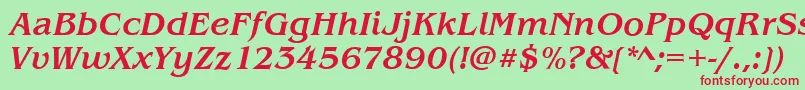 BenjaminMediumitalic Font – Red Fonts on Green Background