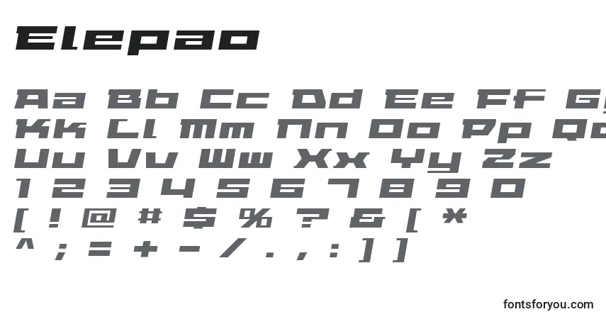 Schriftart Elepao – Alphabet, Zahlen, spezielle Symbole