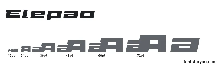 Размеры шрифта Elepao