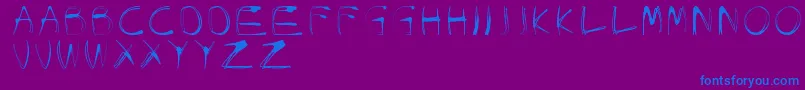 GlowCarroDanishSpiik-Schriftart – Blaue Schriften auf violettem Hintergrund