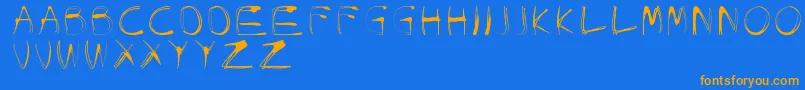 GlowCarroDanishSpiik-Schriftart – Orangefarbene Schriften auf blauem Hintergrund