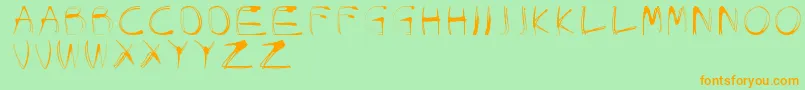 フォントGlowCarroDanishSpiik – オレンジの文字が緑の背景にあります。