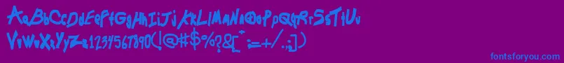 Chunkmuffin-Schriftart – Blaue Schriften auf violettem Hintergrund