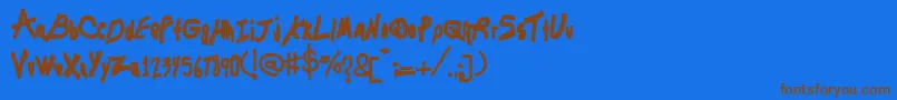 フォントChunkmuffin – 茶色の文字が青い背景にあります。