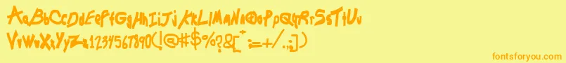 Chunkmuffin-Schriftart – Orangefarbene Schriften auf gelbem Hintergrund
