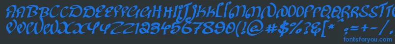 KanglishItalic Font – Blue Fonts on Black Background