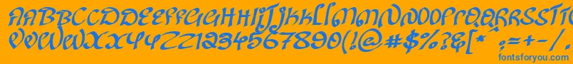 KanglishItalic-fontti – siniset fontit oranssilla taustalla