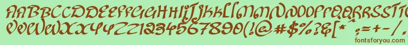 Fonte KanglishItalic – fontes marrons em um fundo verde