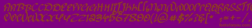 Fonte KanglishItalic – fontes marrons em um fundo roxo