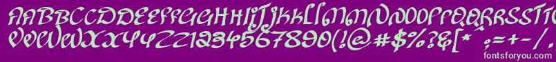 Fonte KanglishItalic – fontes verdes em um fundo violeta