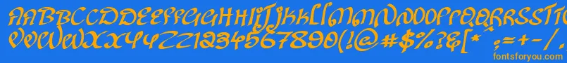 KanglishItalic Font – Orange Fonts on Blue Background
