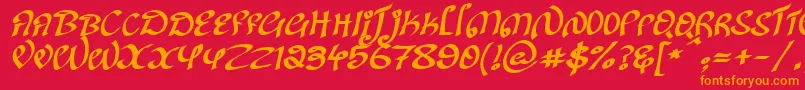 フォントKanglishItalic – 赤い背景にオレンジの文字