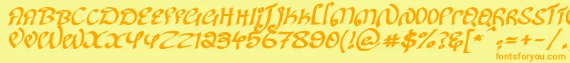KanglishItalic Font – Orange Fonts on Yellow Background