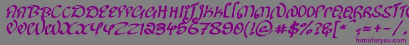 フォントKanglishItalic – 紫色のフォント、灰色の背景