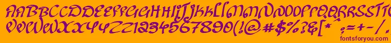 KanglishItalic-fontti – violetit fontit oranssilla taustalla