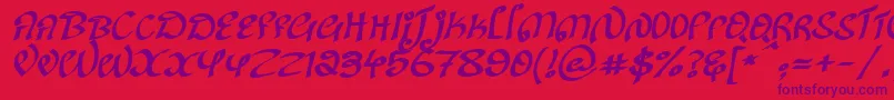 Czcionka KanglishItalic – fioletowe czcionki na czerwonym tle