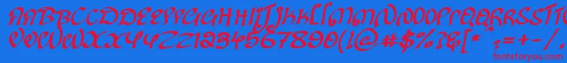KanglishItalic Font – Red Fonts on Blue Background