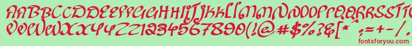 Fonte KanglishItalic – fontes vermelhas em um fundo verde