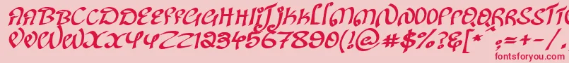 フォントKanglishItalic – ピンクの背景に赤い文字