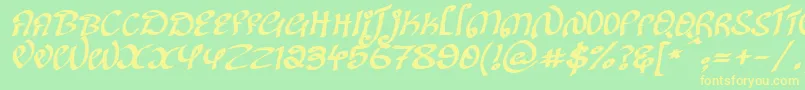 KanglishItalic Font – Yellow Fonts on Green Background