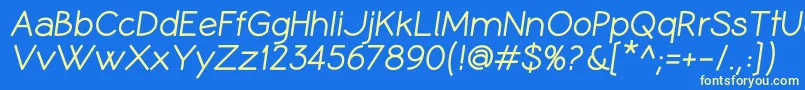CoameiBi Font – Yellow Fonts on Blue Background