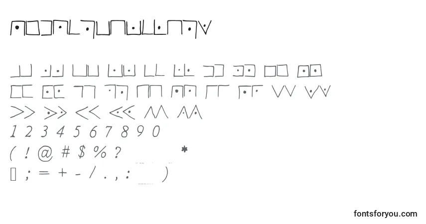 Schriftart Pigpencodefont – Alphabet, Zahlen, spezielle Symbole