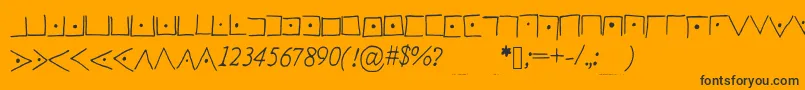 Pigpencodefont-Schriftart – Schwarze Schriften auf orangefarbenem Hintergrund