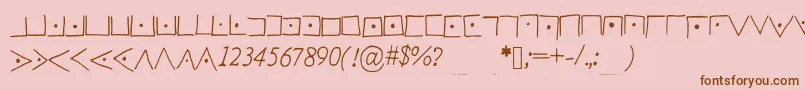 Pigpencodefont-Schriftart – Braune Schriften auf rosa Hintergrund