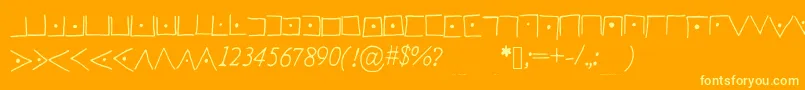Pigpencodefont-Schriftart – Gelbe Schriften auf orangefarbenem Hintergrund