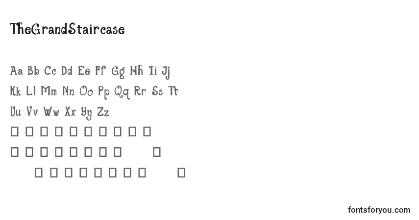 Czcionka TheGrandStaircase – alfabet, cyfry, specjalne znaki