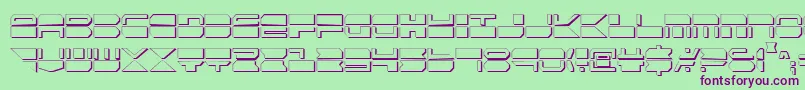 フォントQuickmarkCondensedShadow – 緑の背景に紫のフォント