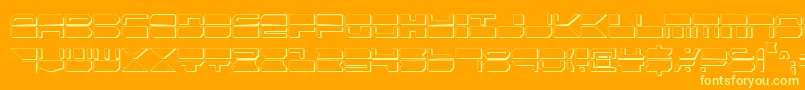 QuickmarkCondensedShadow-fontti – keltaiset fontit oranssilla taustalla