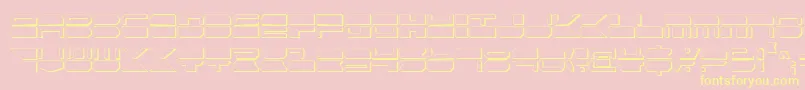 QuickmarkCondensedShadow-fontti – keltaiset fontit vaaleanpunaisella taustalla