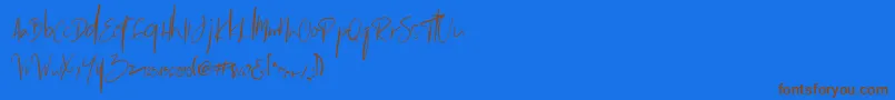 Pommel-Schriftart – Braune Schriften auf blauem Hintergrund