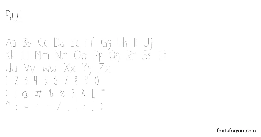 Schriftart Bul – Alphabet, Zahlen, spezielle Symbole