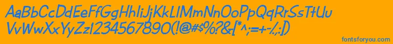 CacFuturaCasualBoldItalic Font – Blue Fonts on Orange Background