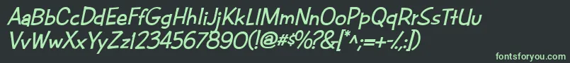 CacFuturaCasualBoldItalic-fontti – vihreät fontit mustalla taustalla