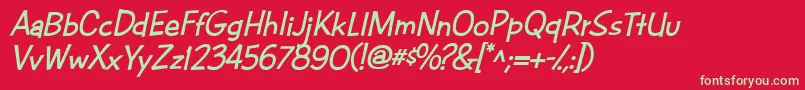 CacFuturaCasualBoldItalic Font – Green Fonts on Red Background