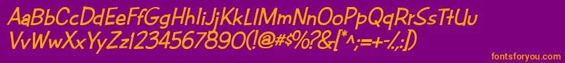 フォントCacFuturaCasualBoldItalic – 紫色の背景にオレンジのフォント