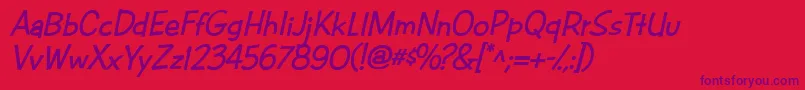 CacFuturaCasualBoldItalic Font – Purple Fonts on Red Background