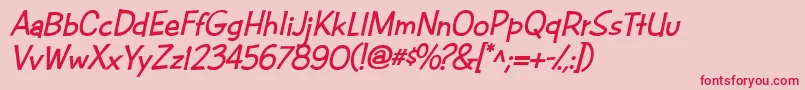 Fonte CacFuturaCasualBoldItalic – fontes vermelhas em um fundo rosa