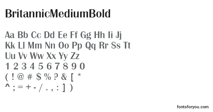 A fonte BritannicMediumBold – alfabeto, números, caracteres especiais