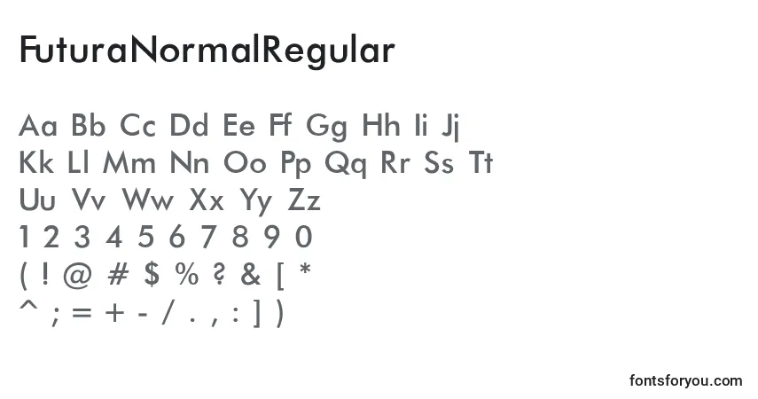 A fonte FuturaNormalRegular – alfabeto, números, caracteres especiais