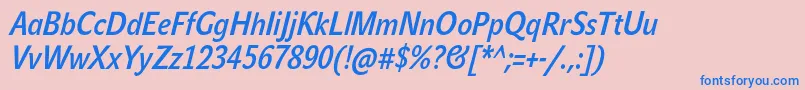 JohnsanscondLiteProBoldItalic Font – Blue Fonts on Pink Background